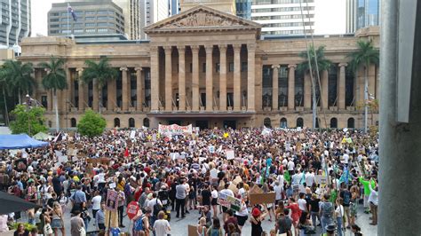 The crowd at todays protest : brisbane