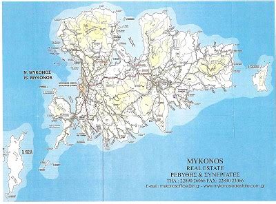 Mykonos Mapa Ostrova Ecko V Detailech