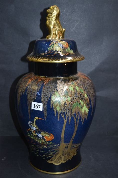 Carlton Ware Bleu Royale New Stork Temple Jar Sold For 550aud