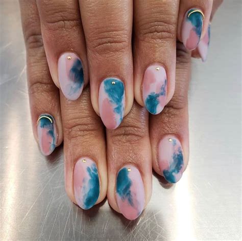 Pink And Blue Marble Nails Color Changing Nails Neon Nail Art Neon