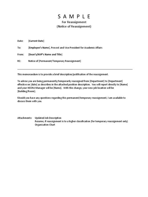 Sample Notice Of Reassignment Pdf