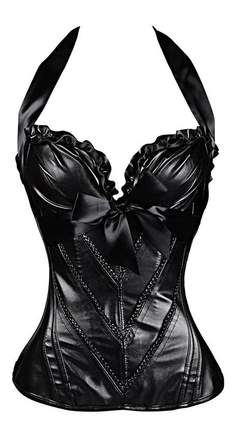 Gothic Leather Slimming Push Up Corset Black Leather Corset Corsets