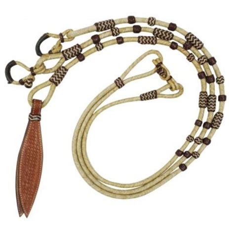 A White Rope With Brown Beads And A Long Tassel On Its End