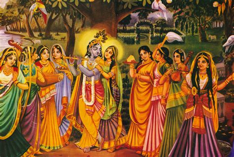 Radha And Krishna At The Rasa Lila Dance In Vrindavan As Mohana Madhuri