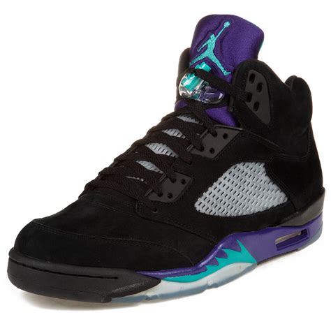 Nike Mens Air Jordan 5 Retro Black Grape Blacknew Emerald Ice