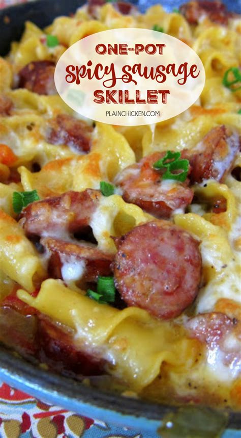 Make sure and get as much air out of the bag as possible when sealing. One-Pot Spicy Sausage Skillet - smoked sausage, chicken ...