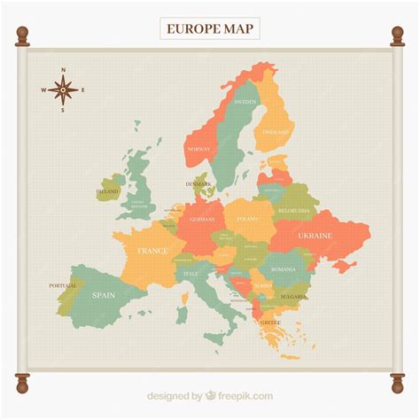 Free Vector Europe Map In Soft Tones