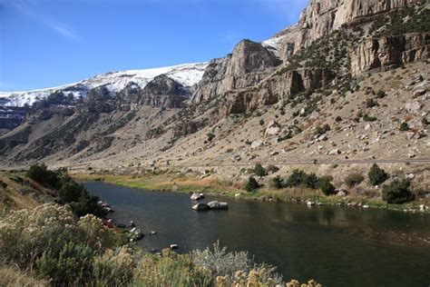 Mountain Range And River Wyoming Stock Photo Image Of Wyoming