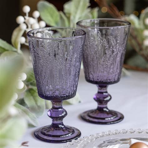 Set Of Four Heather Wine Goblets By Dibor
