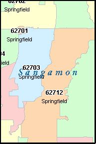 SANGAMON County Illinois Digital ZIP Code Map