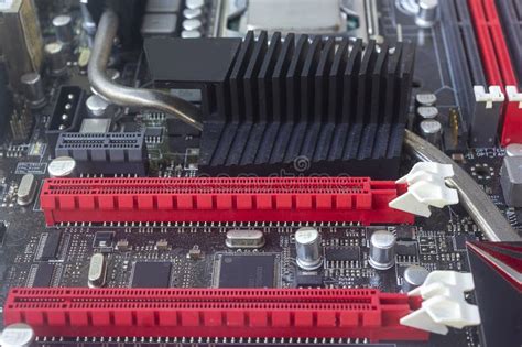 The Pci Express Slot Red Color For Video Graphic Card Vga Card On
