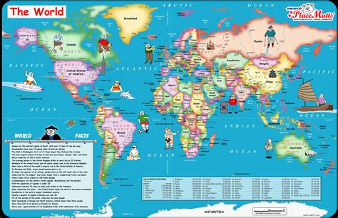 Pics Photos World Map With Big Text For Kids 