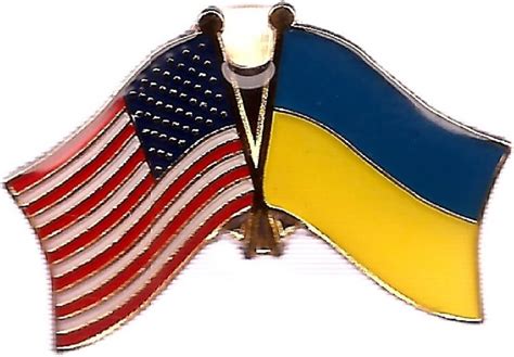 Pack Of 3 Ukraine And Us Crossed Double Flag Lapel Pins