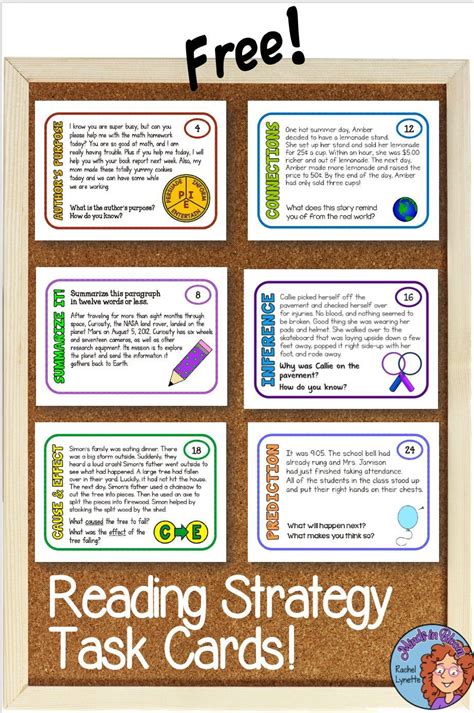 Reading Strategies Task Cards Free Inference Summarizing More