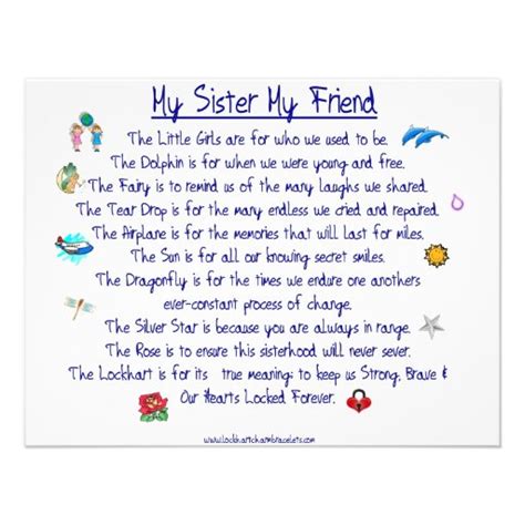 my sister my friend poem with graphics 4 25x5 5 paper invitation card zazzle