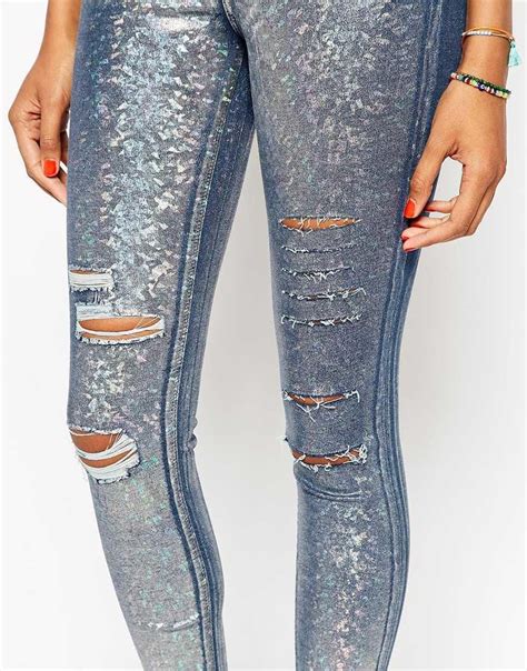 Pin By Ocean Lynn On Apparel Holographic Jeans Ankle Grazer Jeans