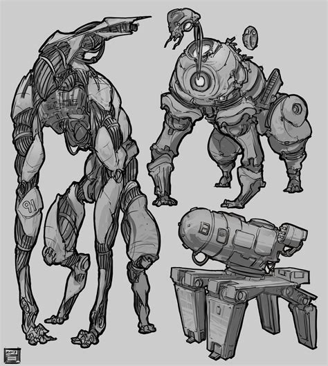 Artstation Weekly Sketches Week 25 Sci Fi Hue Teo Dessin Robot