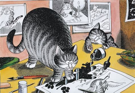 Kliban Cats Vintage Original Print Cats Spilled Ink On Art Work Large