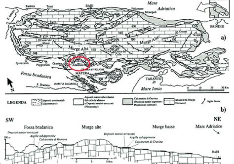 Carta Geologica Schematica A E Sezione Geologica B Dell Area Delle
