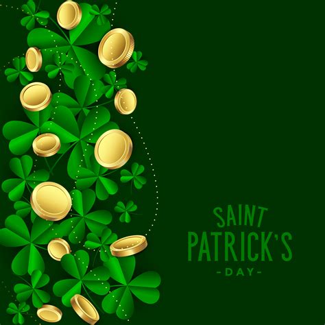 Clover Leaves With Gold Coins Saint Patricks Day Background Download