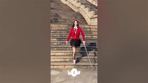 Charming Hip Amputee Woman Hopping Down The Stairs One Legged Youtube