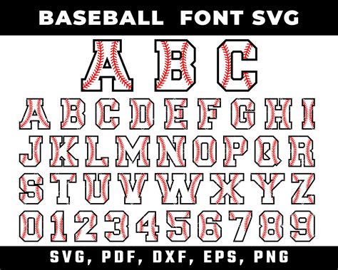 Baseball Font Svg Baseball Alphabet With Stitches Baseball Etsy