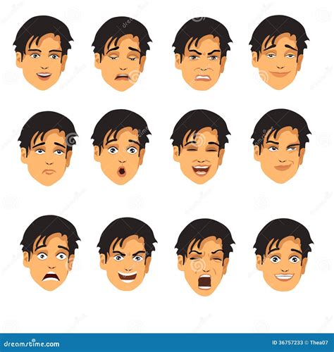 Male Face Expressions Stock Vector Illustration Of Astonished 36757233