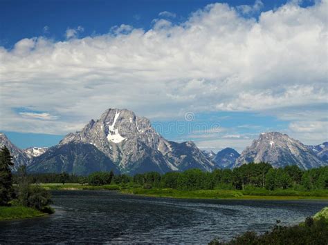 Grand Teton National Park Mountains Over Water Stock Photo Image Of