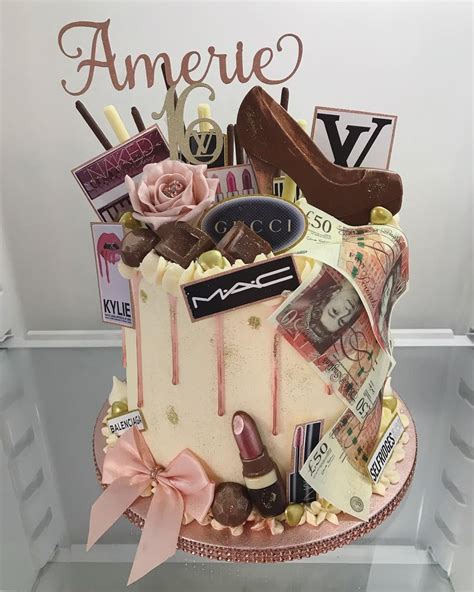See more ideas about make up cake, cupcake cakes, cake. Designer logos, make up & money theme cake for Amerie's 16th. #designercake #makeupcake #birth ...