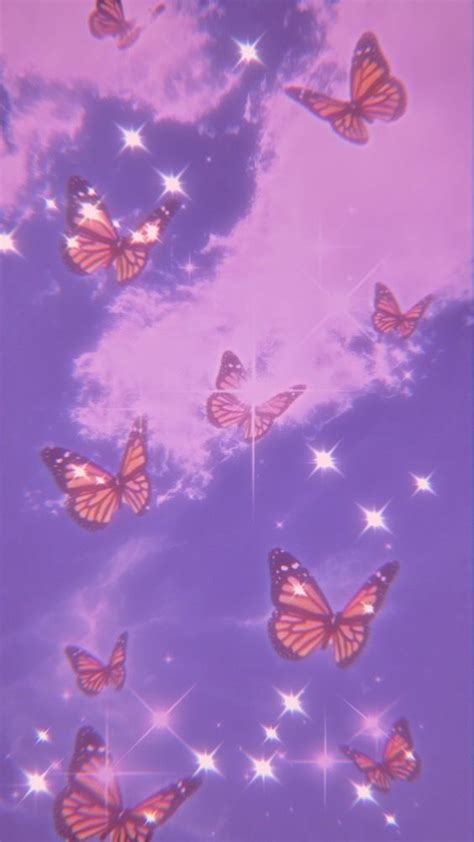 Aesthetic Indie Butterflies 🦋 Purple Butterfly Wallpaper Sparkle