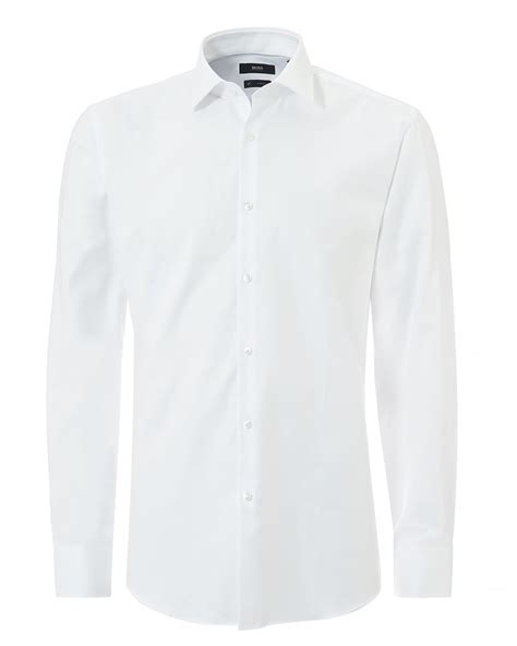 Hugo Boss Classic Mens Jenno Small Texture Slim Fit White Shirt