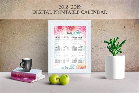 Printable 2022 2023 Watercolor Floral Wall Calendar Etsy Wall
