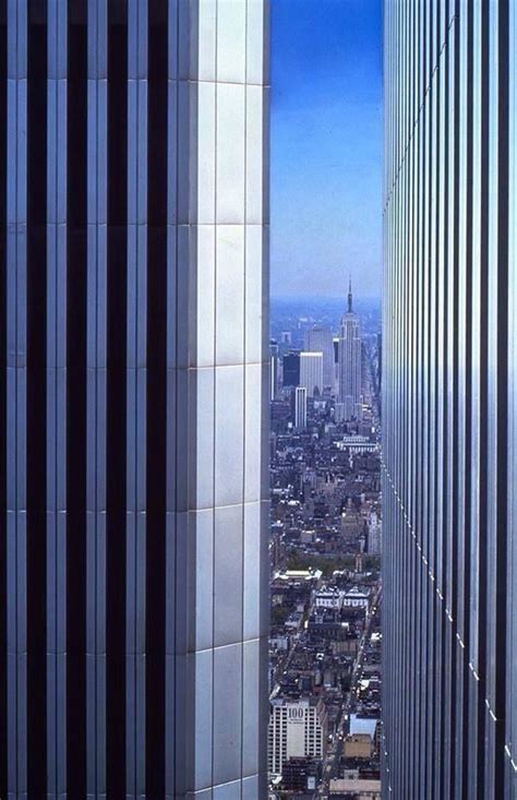 The Empire State Building Viewed From Between The Twin Towers R