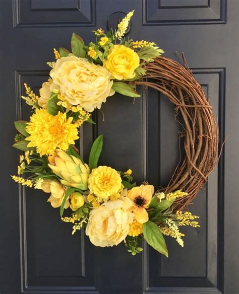 We are constantly adding spring door wreaths for the front door that will bring a little. Yellow spring wreath for front door, spring wreath, yellow ...