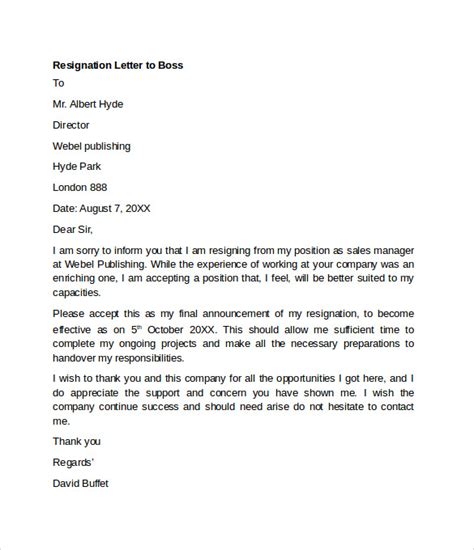 Resignation Letter Examples Sample Templates