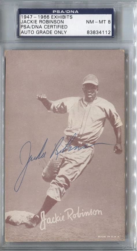 Lot Detail Jackie Robinson 1947 66 Exhibit Card Autographed Signed Psadna 8 Nm Mt