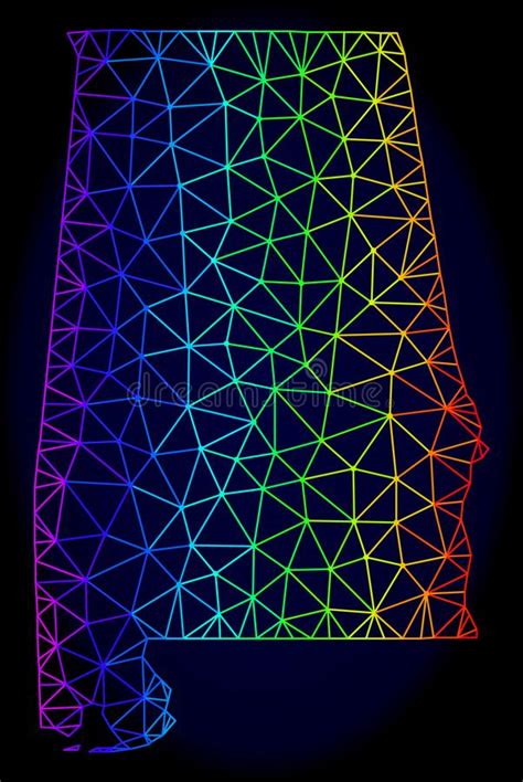 Polygonal 2d Spectrum Mesh Vector Map Of Alabama State Stock Vector