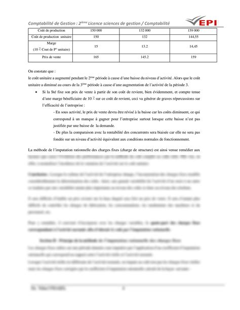 Solution Pdf Chapitre Imputation Rationnelle Des Charges Fixes