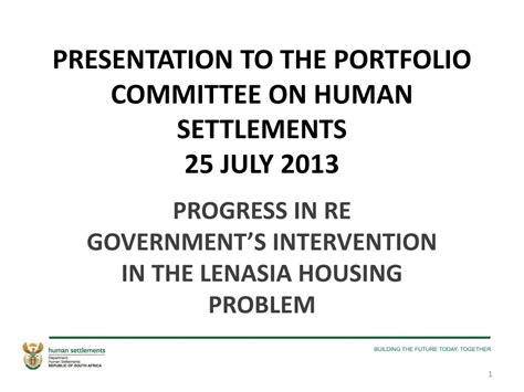 Ppt Presentation To The Portfolio Committee On Human Settlements 25