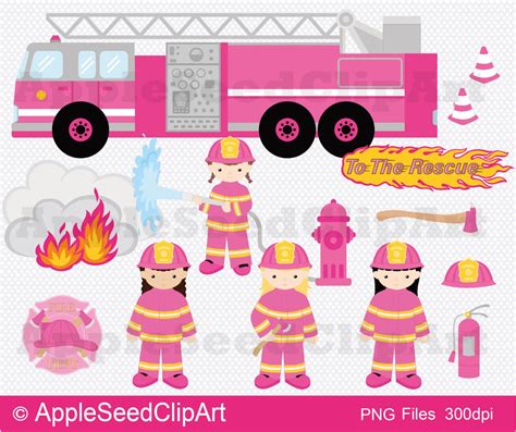 Firefighters Digital Clip Art Fire Engine Digital Clip Art Etsy