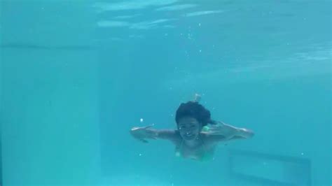 Pretty Woman Swimming Underwater In Pool — Stock Video © Wavebreakmedia