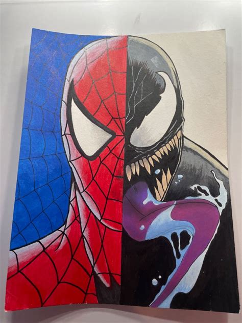 Spider Man And Venom 🕷 Small Canvas Art Marvel Paintings Canvas Art