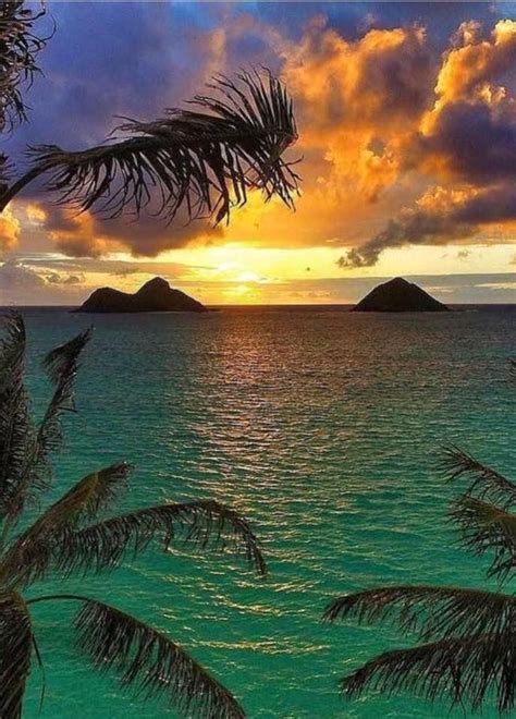 Island Of Oahu Ocean Sunrays Kailua Ha Beautiful Places Nature