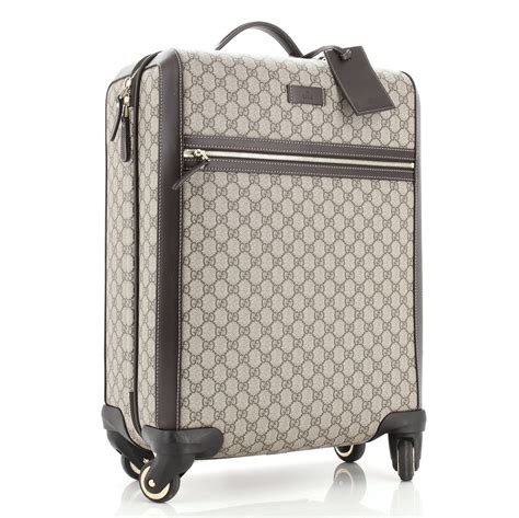 Gucci Carry On Rolling Luggage Gg Coated Canvas Medium Brown 731321