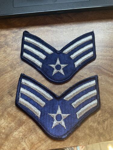 Us Air Force Buck Sergeant Rank Patch Insignia E 4 E4 Blue Vtg Chevron