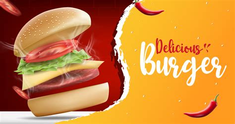 Burger Or Food Ads Banner Template Delicious Homemade Burger With