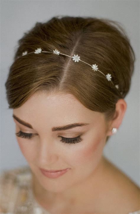 simple flower wedding headband in gold silver or rose gold daisy debbie carlisle