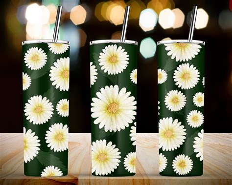 Daisy Flower Sublimation For 20 Oz Skinny Tumbler Designs Etsy