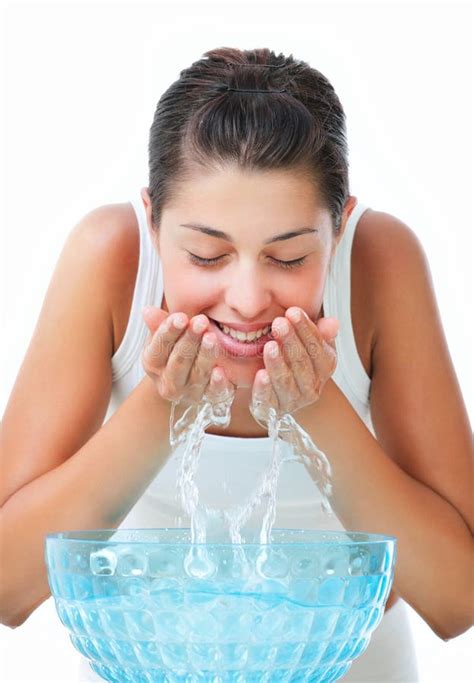 Beautiful Young Woman Washing Her Face Stock Photo Image Of Hair