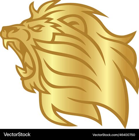 Lion Head Roaring Gold Golden Logo Design Vector Image
